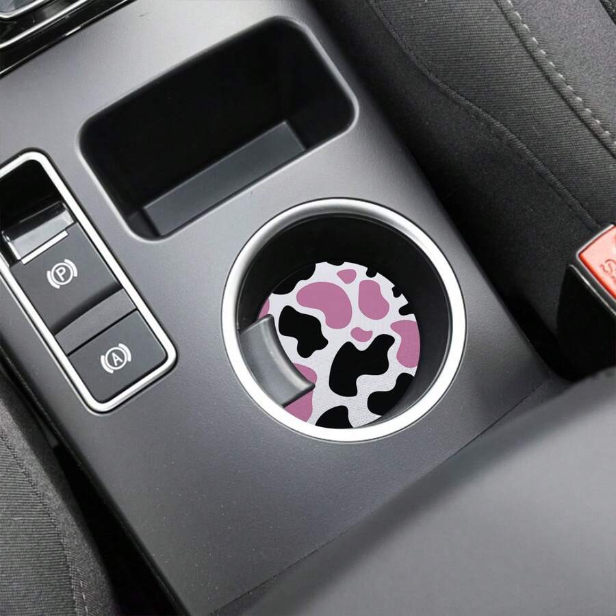 Milk Cow Car Coaster With Pink Spots - 彩色 - 查看 1