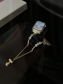 MAPUCE 1件裝奢華水鑽蝴蝶結女款手錶錶帶，適用 38/40/41/42/44/45/46/49mm，相容 Ultra/SE/10/9/8/7/6/5/4/3/2/1 系列，可調節長度，操作簡單，適合女性時尚配件錶帶（僅含錶帶，不含手錶與錶殼） - 金色 - 查看 4