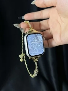 MAPUCE 1件裝奢華水鑽蝴蝶結女款手錶錶帶，適用 38/40/41/42/44/45/46/49mm，相容 Ultra/SE/10/9/8/7/6/5/4/3/2/1 系列，可調節長度，操作簡單，適合女性時尚配件錶帶（僅含錶帶，不含手錶與錶殼） - 金色 - 查看 5