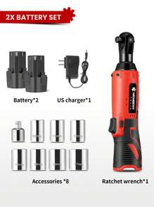 Yofidra Electric Wrench,Ratchet Wrench 60 Nm 90 Degree 3/8-Inch Cordless Right Angle 12V Power Tool For Car Repair Tools