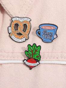 3 piezas Alfileres de esmalte con citas "Eso es té, vive cada día como el Día del Pretzel", broches, insignia para bolsa y solapa, regalo para amigos - Multicolor - Ver 9
