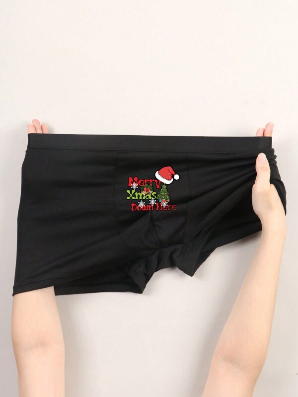 Plus Size Men's Boxer Briefs Christmas Printed Comfortable Breathable Boxers