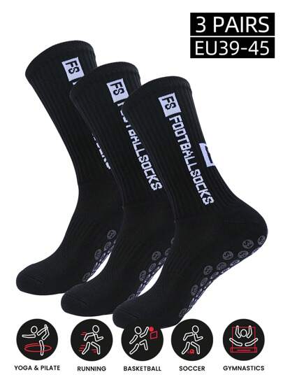 3 paia di calzini sportivi cuscinati antiscivolo, fino alla caviglia, adatti per calcio, trampolino, corsa, escursionismo, fitness, baseball, basket, tennis, che assorbono l'umidità, misura EU 39-45