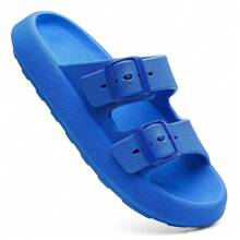 Men's Cloud Flip Flops Slide Sandal Two Straps Comfortable Birken Buckle - azul real - Ver 6