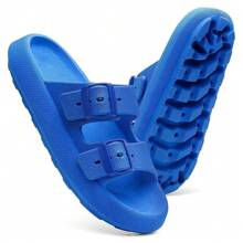 Men's Cloud Flip Flops Slide Sandal Two Straps Comfortable Birken Buckle - azul real - Ver 5