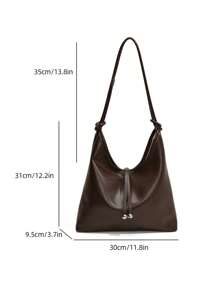 Fashionable Minimalist Solid Color Large Capacity Foldable PU Shoulder Bag, Suitable For Women Shopping, Commuting, Travel And Daily Use, New Arrival Hobo Bag