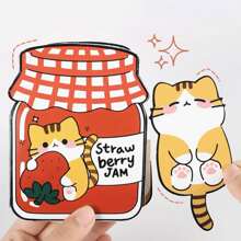 Gato de arándano, Gato de fresa, Gato naranja - Muñeca de papel artesanal, libro tranquilo, juguete de felpa suave de fieltro, scrapbook para niños - Multicolor - Ver 6