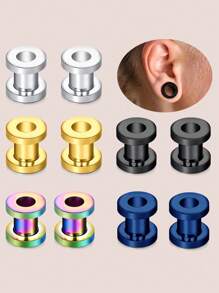 1Pair Simple Stainless Steel Ear Stretcher, 2mm4mm6mm8mm10mm Pulley Ear Expander, Unisex Ear Piercing Jewelry - Auricle - View 6