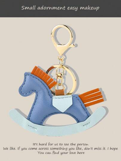 Dedoo Fashionable Minimalist Contrast Color Cute Cartoon Pony Pendant Keychain Accessory Keyring, Women Gift
