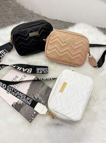 1pc Girls' Quilted Letter Strap Crossbody Bag, Suitable For Daily Use, Ideal Gift Choice - M1725 - View 2