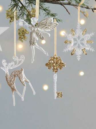 1 pieza Colgante decorativo de Navidad con árbol de Navidad en forma de copo de nieve de acrílico transparente tipo Phnom Penh, árbol de Navidad, copo de nieve extraterrestre