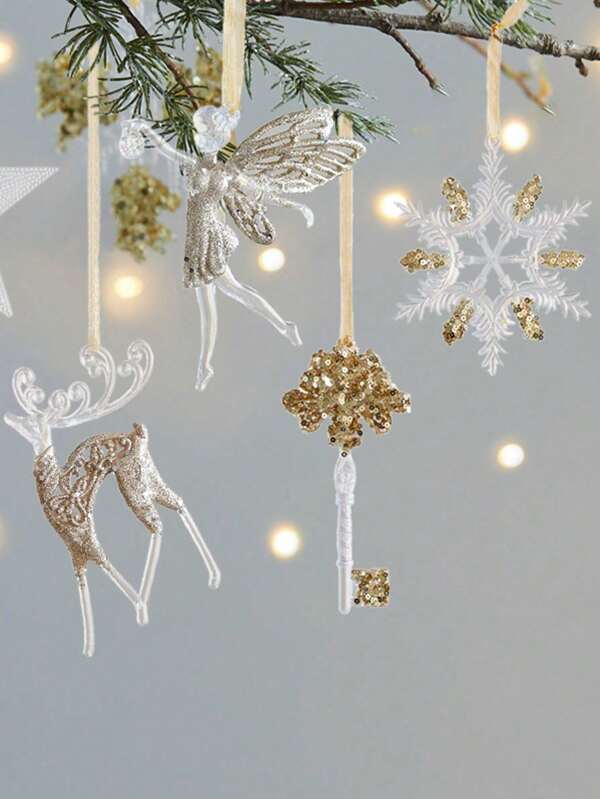 1pc Christmas Snowflake Christmas Tree Acrylic Phnom Penh Transparent Snowflake Christmas Tree Showcase Alien Snowflake Decorative Pendant,Christmas