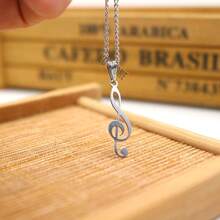 Treble Clef Music Note Musical Necklace Stainless Steel Silver Plated Silver Plated Does Not Turn Black Can Get Wet Hypoallergenic For Children - 45cm - Xem 1