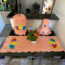 Embroidery From The Northeast To Make Your Kitchen More Beautiful 6 Pieces Salmon Color - 珊瑚橙 - 查看 1