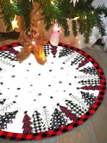 1 pièce Jupe d'arbre de Noël en polyester de 90cm/120cm, décoration de Noël pour la maison, tapis d'arbre de Noël flocon de neige, Noël 2024 Bonne année 2025, Noël