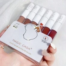6入組/套絲絨啞光唇彩口紅泥不容易至唇妝適用於學生 - 6pcs/盒 - 查看 2