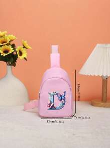 1PC Bé Trai Và Bé Gái Nylon Dây Kéo Đóng Kín Monogram Túi Đeo Trước Ngực Nhỏ Thời Trang, Tất Cả Trong Một Túi Thông Thường Thích Hợp Để Sử Dụng Hàng Ngày - Hồng - Xem 7