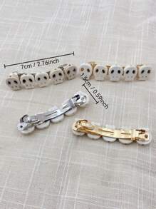 2个骷髅头装饰发夹，街头骷髅，恶魔配饰，发夹，发爪，学校用品，发饰，头部配饰，发卡 - 白色 - 查看 7