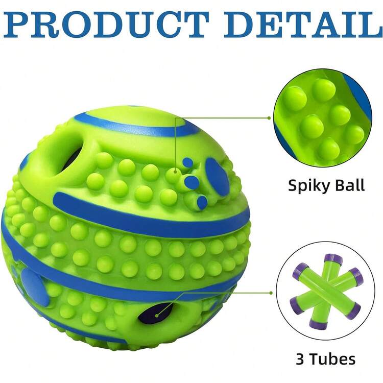 Pet Toys Spiky Giggle Dog Toys Ball For Dogs Teeth Cleaning Ball Interactive Dog Ball Giggle Sounds When Shake Or Roll For Playing Training For Small Medium Large Dogs Gift - Green - View 3