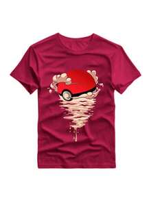 T-Shirts For Men,Printed T-Shirt,Casual Short Sleeve T-Shirt For Summer,Spring And Autumn,Tops As Gifts - 紫紅色 - 查看 1