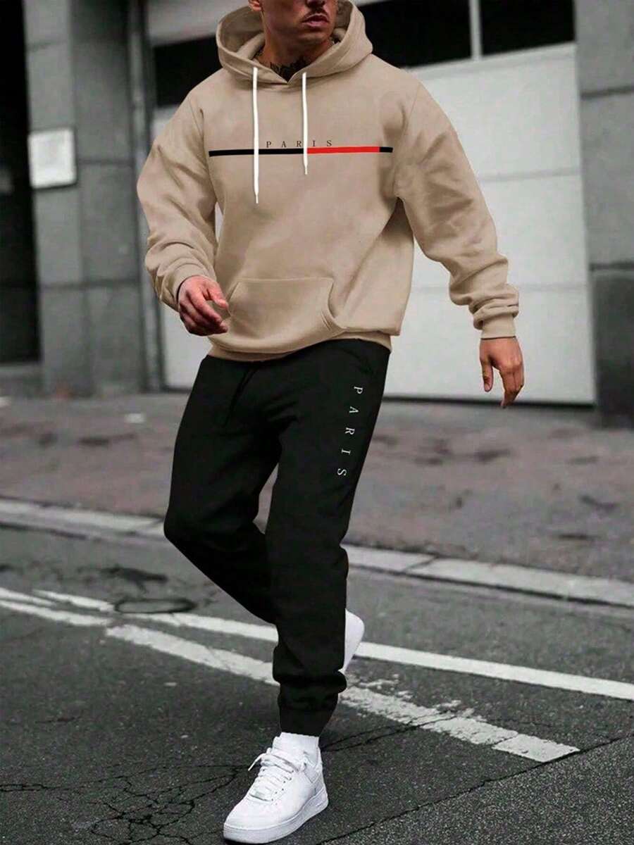 Paris Cold Weather Blouse Kit, Kangaroo Sports Jacket With Pocket, Classic Hooded Sweatshirt + Paris Pants, Men's And Women's Coat, Fashion - 米色 - 查看 1