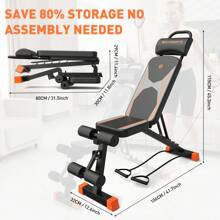 Strength Training Adjustable Weight Bench - Orange - View 6