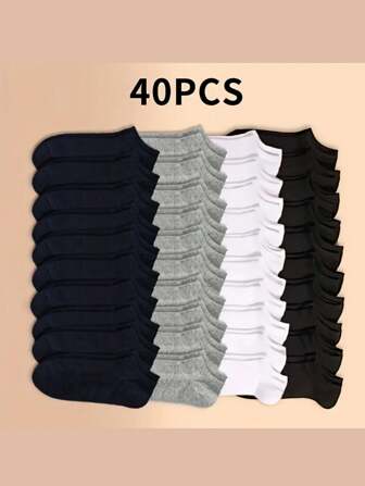 40-Pack Solid Color Socks, Soft And Lightweight Low Cut Ankle Socks For Women