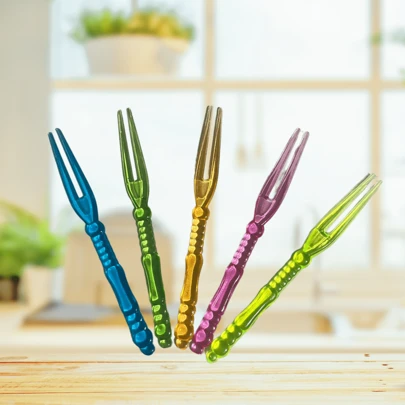 Palito Garfinho Petisco Acrilico Colorido para Aperitivos 100 Peças