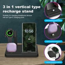 适用于 Galaxy 多设备的充电站 3 合 1 快速充电支架，适用于 Galaxy S24/S24 Ultra/S24+/S23 Ultra/S22/S21/Note20/10/Z Flip 6/5/4 Z Fold 6/5/4 Galaxy Buds 无线充电器底座支架，适用于 Galaxy Watch Ultra/7/6/5/5 Pro/4/3/Active 2/1 桌面使用、家庭使用、无需数据线，适用于 Apple IPhone、iPad、Android 手机，适合家人、朋友、生日、圣诞节、冬季、新年的礼物 - 黑色 - 查看 3