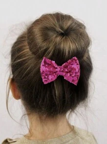 2pcs Love Fairy 3-Inch Glitter Bow Hairpin - Sparkling Sequin Bowknot Hair Clip For Girls,Teens (Hot Pink)