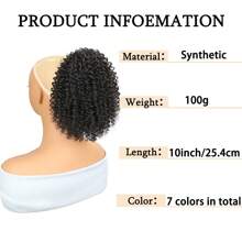 Synthetic Curly Ponytail Hair 10 Inch Short Kinky Curly Drawstring Ponytail For Women In Daily Clip In Fake Ponytail Synthetic Curly Pony Tails Hair Extensions - Multicolor - View 4
