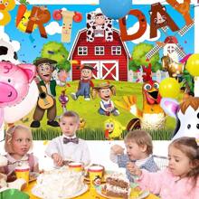 Farm Animals Theme Party Decorations, Birthday Party Background Fabric,Farm Animal Background Photo Banner,7 X 5 FT - la granja de zenon nền - Xem 3