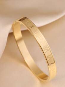 3 件经典花卉图案不锈钢袖口手链，适合女士，时尚休闲装，适合度假、周年纪念、节日礼物 - 金黃色 - 查看 5