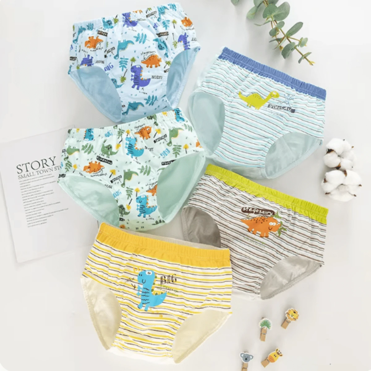 paquete de 5 calzones ropa para niños con diferentes dibujos, ropa interior cómoda algodón, diseño divertido para niñas y niños diarios - Multicolor - Ver 1