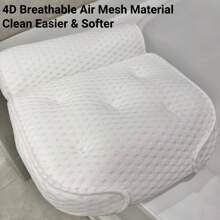 Luxury Bath Pillow Bathtub Pillow,Bath Pillows For Tub Neck And Back Support With Soft 4D Mesh Fabric And 7 Non-Slip Suction Cups, Relaxing Bath Accessories Spa Gifts - 白色 - 查看 2