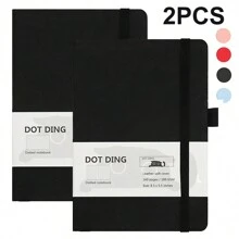2 件 A5 点状笔记本，100GSM 厚纸皮革软封面计划器适用于学生文具办公学校用品返校季礼物送给朋友和学生 - 彩色 - 查看 15
