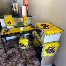 Snail Embroidered Kitchen Set 6 Pieces Beautiful Yellow Oxford Fabric - Màu vàng - Xem 3