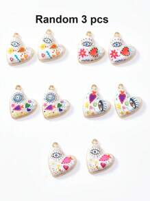 2/15 peças aleatórias multicoloridas góticas coração e mau-olhado charme, adequado para colar faça você mesmo, pulseira, brincos, chaveiro, corrente de telefone, casal presente jóias fazendo