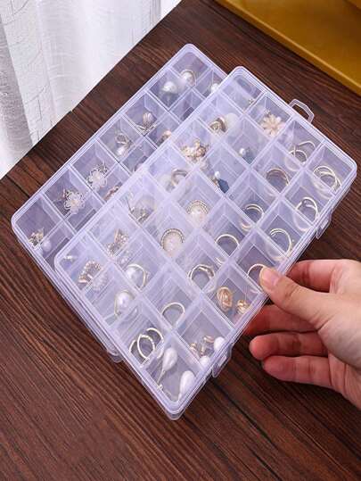 Clear Multi-Compartment Nail Art & Jewelry Storage Case For Earrings, Studs And Necklaces,For Holiday Beach, Bathroom Collection, Bedroom Collection, Large Capacity,Makeup Bag,Travel Essential