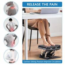 Foot Rest Under Desk, 4 Level Height Adjustable Footrest With Massage Function & Removable Soft Foot Stool Pad, Max-Load 120 Lbs Ergonomic Design For Back, Knee, Foot Pain - Black - View 6