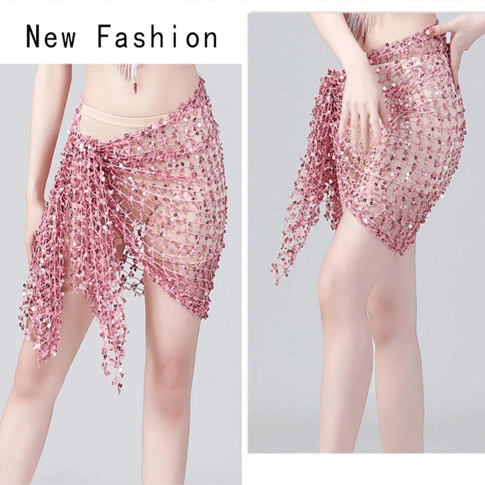 舞蹈镂空腰链 肚皮舞亮片 丝绒围巾 演出腰巾 腰裙 - 彩色 - 查看 1