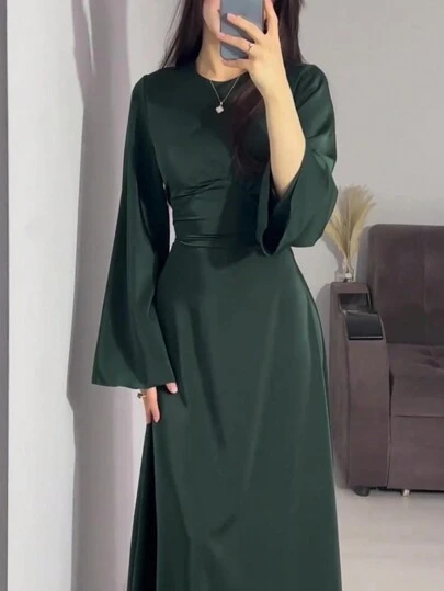 Vestido largo, elegante y modesto de manga larga para mujer