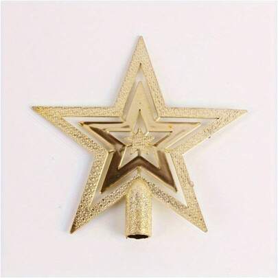 1 unidade de mini enfeite de árvore de Natal em formato de estrela brilhante, decoração para árvore de Natal, enfeite decorativo para casa, dourado - decoração de árvore de Natal ou decoração de festa em casa (dourado) (pilhas não incluídas) Decorações de Natal Decoração de inverno para ambientes