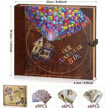 OUR ADVENTURE BOOK 我们的冒险书旅行日记相册、剪贴簿、复古风格旅行纪念品、复古留言簿 DIY 周年纪念婚礼旅行写作朋友生日礼物、情人节、万圣节、圣诞节、新年理想礼物 - 氣球 - 查看 3