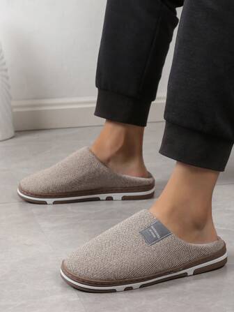 Pantuflas interiores esponjosas para hombres de talla grande, cálidas y antideslizantes, adecuadas para otoño/invierno, zapatos de piel