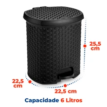 Trash Can 6 Liters With Pedal Rattan Bathroom Office Kitchen Bedroom