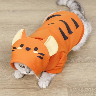 LUCKIE LABO 1 件老虎风格角色扮演连帽运动衫，适合狗猫户外穿着