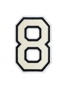 1個大號白色刺繡數字0-9衣裝貼片,可diy的棒球外套和大衣的數字徽章,可熨燙 - 杏色 - 查看 9