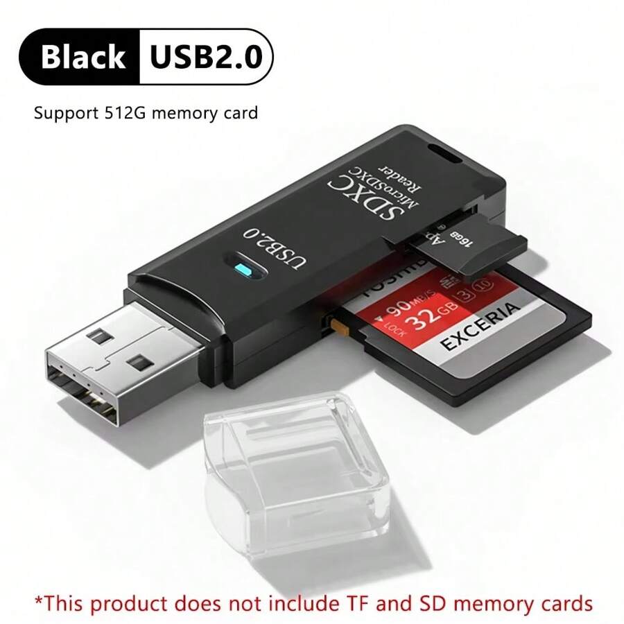Lector de tarjetas 2 EN 1 USB 3.0 Micro SD TF, lector de memoria de alta velocidad, adaptador de tarjeta múltiple, unidad flash para accesorios de computadora portátil - Multicolor - Ver 1
