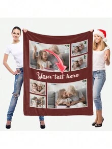 1 chiếc chăn vải nỉ cá nhân hóa, chăn có hình ảnh và văn bản tùy chỉnh, chăn trang trí thích hợp cho ghế sofa, phòng khách, phòng ngủ, trang trí nhà cửa, siêu dày và mềm, sử dụng bốn mùa, chân dung gia đình bạn bè, quà tặng cho bạn bè và gia đình - Nhiều màu - Xem 1